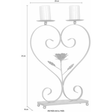 Home affaire Kaarsenstandaard Kaarshouder, voor twee stompkaarsen, van metaal, hoogte ca. 41 cm afbeelding2 - 1