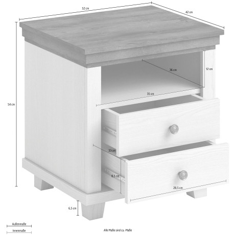 Home affaire Nachtkastje Evora 52x42x54 cm (bxdxh), bijzettafel met mdf-applicaties, landhuisstijl afbeelding2 - 1