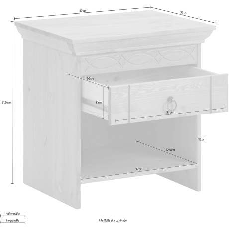 Home affaire Nachtkastje Indra Nachtkastje met decoratief freeswerk, breedte: 50 cm afbeelding2 - 1