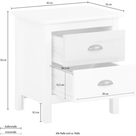 Home affaire Nachtkastje Pilatus schittert in hout-look, met geborsteld ladefront, breedte 45 cm afbeelding2 - 1