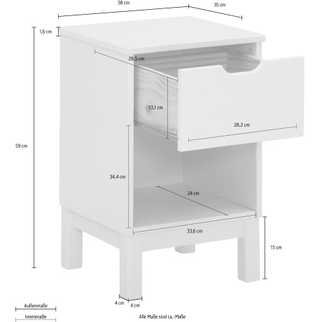 Home affaire Nachtkastje Post massief grenenhout, opbergmogelijkheid door lade, breedte 38 cm afbeelding2 - 1