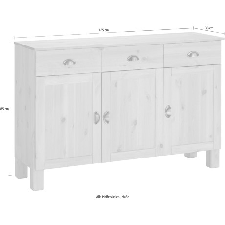 Home affaire Onderkast Oslo 125 cm breed, 38 cm diep, als dressoir, 3 deuren, 2 laden afbeelding2 - 1