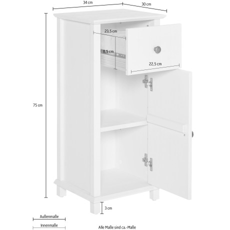 Home affaire Onderkast Westa Breedte 34 cm, badkamerkast van massief hout, grenenhout afbeelding2 - 1