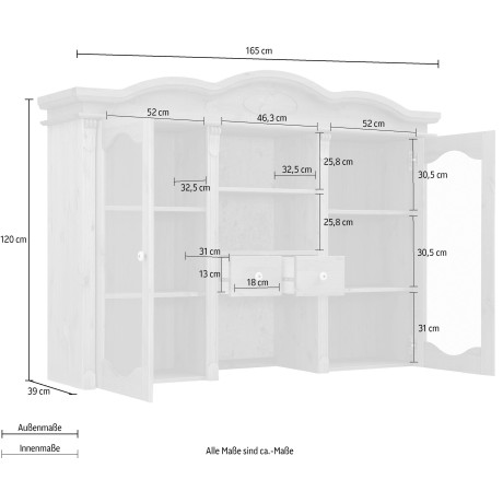 Home affaire Opzetkast Bavaria Breedte 165 cm, van massief grenen, FSC afbeelding2 - 1