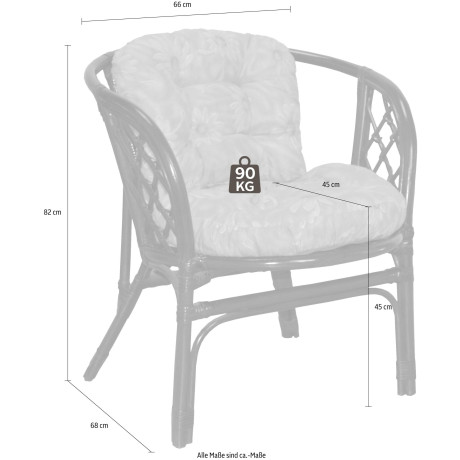 Home affaire Rotanstoel Rotanfauteuil in een set van 2 van rotan en bijpassende kussens, breedte 66 cm afbeelding2 - 1