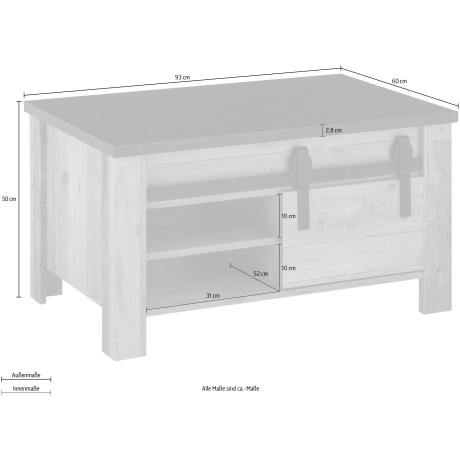 Home affaire Salontafel Sherwood moderne houtdecor, met schuurdeurbeslag van metaal, breedte 93 cm afbeelding2 - 1