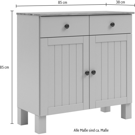 Home affaire Sidetable Alby2 Met 2 deuren, 2 lades en metalen grepen, breedte 85 cm afbeelding2 - 1