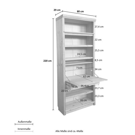 Home affaire Staand rek Soeren van massief grenen, afm.: (bxdxh): 80x29x185 cm, met 5 planken afbeelding2 - 1