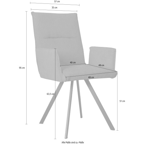 Home affaire Stoel met armleuningen Sava Metalen frame (set, 2 stuks) afbeelding2 - 1