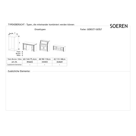 Home affaire Tv-meubel Soeren van massief grenen, breedte 131 cm, stijlvol design afbeelding2 - 1