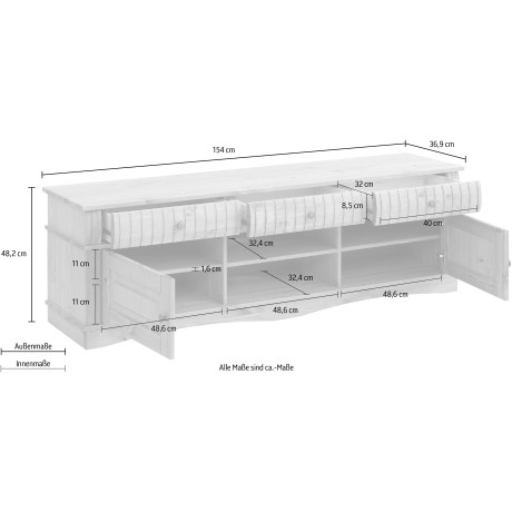 Home affaire Tv-meubel Teresa Commode van massief dennenhout, breedte 154 cm afbeelding2 - 1