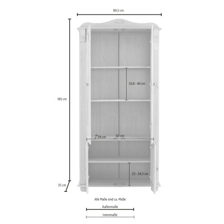 Home affaire Vitrinekast ADELE 4-deurs, hoogte 185 cm, met glaselementen, van massief dennenhout, fsc afbeelding2 - 1