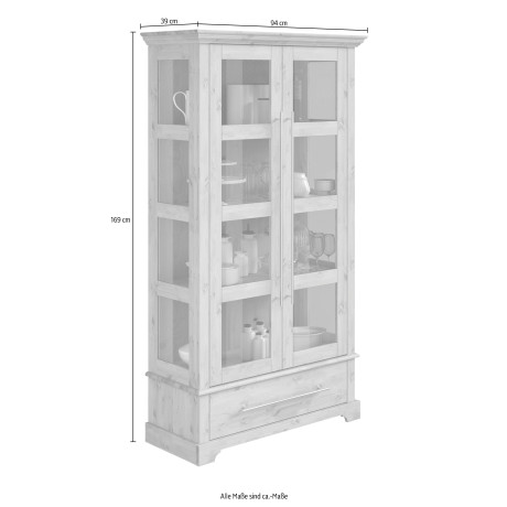 Home affaire Vitrinekast Meliss Hoogte 169 cm, breedte 94 cm, 2-deurs, massief grenen, FSC afbeelding2 - 1