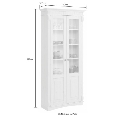 Home affaire Vitrinekast Teresa met 2 glazen deuren, hoogte 193 cm, van massief grenen, fsc afbeelding2 - 1