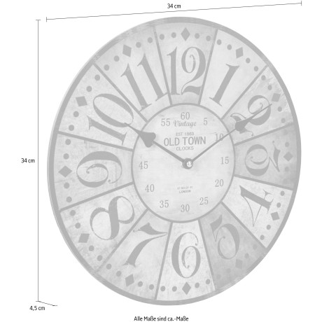 Home affaire Wandklok "Old Town" rond, ø 34 cm, vintage-look (1-delig) afbeelding2 - 1