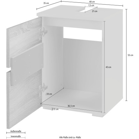 Home affaire Wastafelonderkast Wisla Siphonaansluiting, breedte 40 cm, hoogte 55 cm afbeelding2 - 1