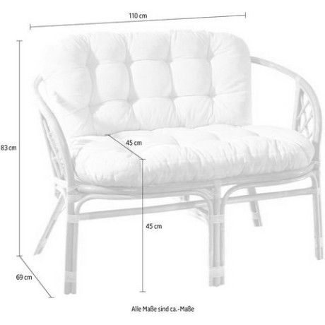 Home affaire Zitbank van met de hand gevlochten rotan, met kussen afbeelding2 - 1