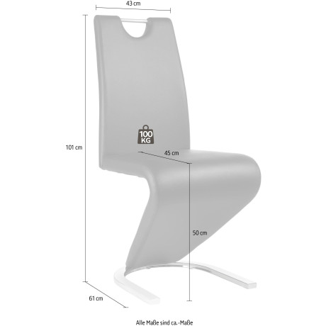 Homexperts Eetkamerstoel Zora 02 Bekleding in imitatieleer, rugleuning met handgreep voor eenvoudig terugtrekken (set, 2 stuks) afbeelding2 - 1