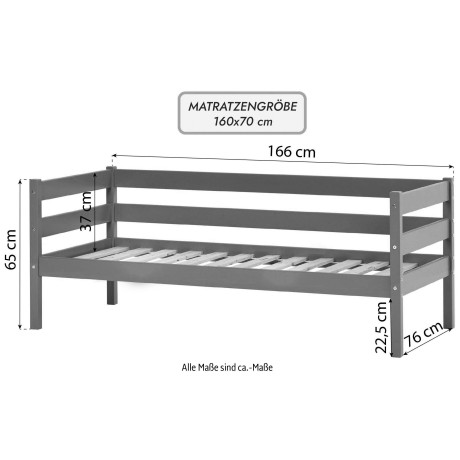 Hoppekids 1-persoonsledikant ECO Comfort 70x160 cm, optioneel in verschillende kleuren/ matras/ valbeveiliging (set) afbeelding2 - 1