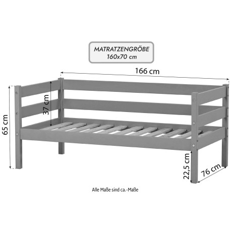 Hoppekids 1-persoonsledikant ECO Comfort 70x160 cm, optioneel in verschillende kleuren/ matras/ valbeveiliging (set) afbeelding2 - 1