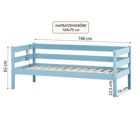 Hoppekids 1-persoonsledikant ECO Comfort 70x160 cm, optioneel in verschillende kleuren/ matras/ valbeveiliging (set) afbeelding2 - 1