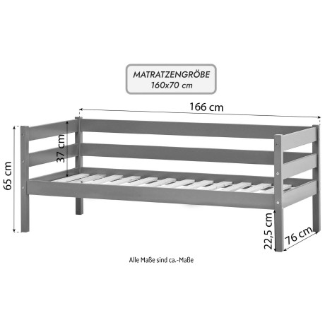 Hoppekids 1-persoonsledikant ECO Comfort 70x160 cm, optioneel in verschillende kleuren/ matras/ valbeveiliging (set) afbeelding2 - 1