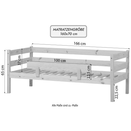 Hoppekids 1-persoonsledikant ECO Comfort 70x160 cm, optioneel in verschillende kleuren/ matras/ valbeveiliging (set) afbeelding2 - 1