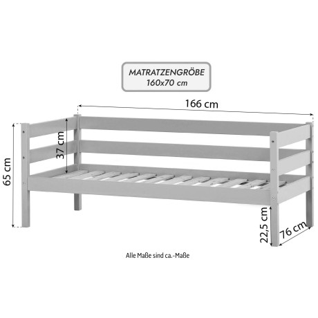 Hoppekids 1-persoonsledikant ECO Comfort 70x160 cm, optioneel in verschillende kleuren/ matras/ valbeveiliging (set) afbeelding2 - 1