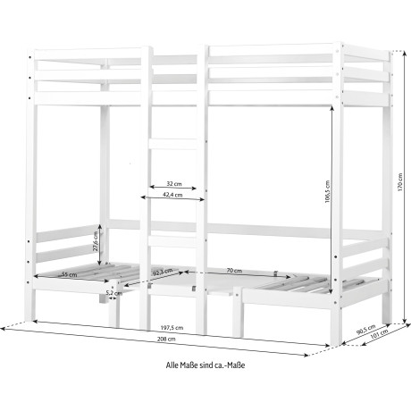 Hoppekids Hoogslaper ECO Dream JUMBO met zitgroep, matrassen (boven en onder) in roze, massief dennenhout/mdf afbeelding2 - 1