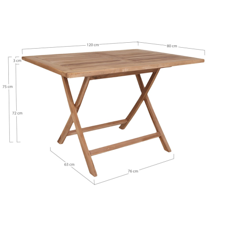 Jane inklapbare houten tuintafel - 120 x 80 cm afbeelding2 - 1