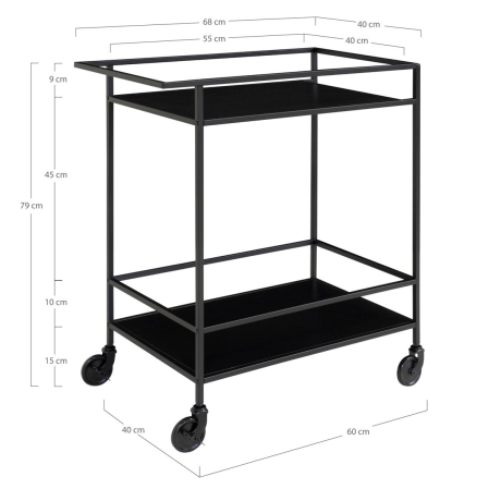 Flore houten keuken trolley zwart afbeelding2 - 1