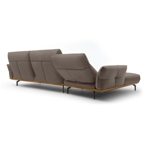 Hülsta Sofa Hoekbank Hs.460 Sokkel in walnotenhout, onderstel in umbra grijs, breedte 338 cm afbeelding2 - 1