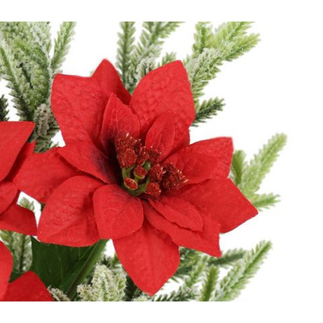 I.GE.A. Boeket kunstbloemen Boeket poinsettia/dennentakken set van 2 kerstdecoratie kerstbloem boeketten decoratieve bloemen kerstster (2 stuks) afbeelding2 - 1