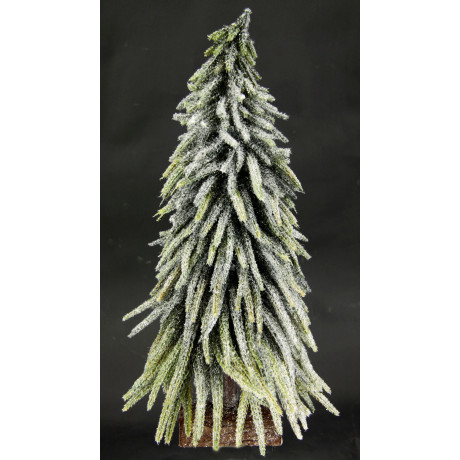 I.GE.A. Deco-boom Kerstdecoratie, kerstboom Kunstmatige mini spar met ijs op houten sokkel 32 cm (1 stuk) afbeelding2 - 1