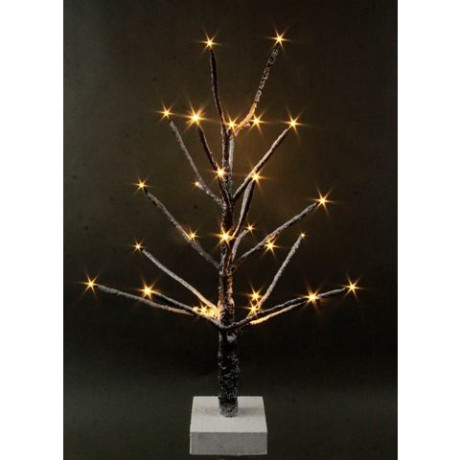 I.GE.A. Deco-boom Kunstmatige kerstboom, kunstboom, kerstdecoratie met kunstsneeuw en led verlichting op houten voet, bruin, hoogte ca. 65 cm (1 stuk) afbeelding2 - 1