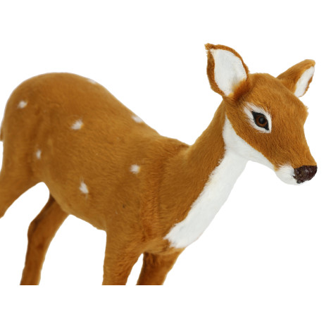 I.GE.A. Decoratief figuur Dierfiguur ree van kunstbont Realistisch bosdier standbeeld ornament knuffeldier kerstdecoratie (1 stuk) afbeelding2 - 1