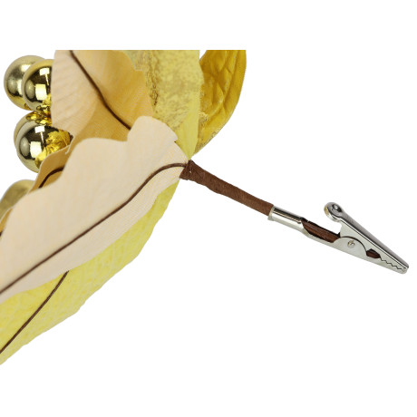 I.GE.A. Decoratieve hanger Poinsettia op clip 2-delige set 28cm kunst kerstster gouden kerstbloem (2 stuks) afbeelding2 - 1