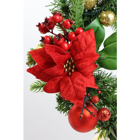 I.GE.A. Kunstkrans Adventskrans Poinsettia met LED-lampjes Bessen ballen kerstster kegels takken kerstkrans deurkrans (1 stuk) afbeelding2 - 1