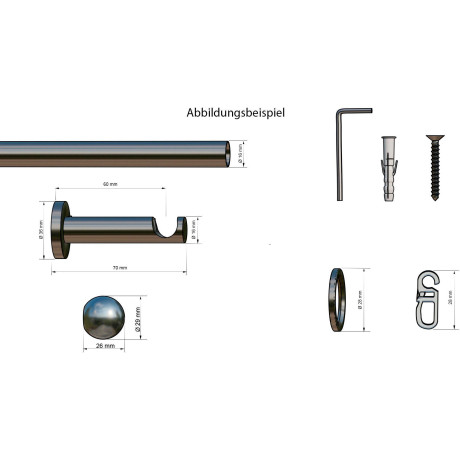 indeko Gordijnroede Formentor Complete set inclusief ringen en montagemateriaal (1 stuk) afbeelding2 - 1