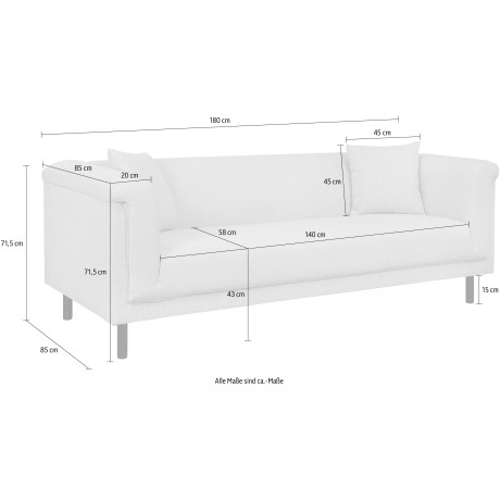 INOSIGN 2-zitsbank AGNIA BxDxH: 180x85x71 cm incl. sierkussens, ook in cord en bouclé afbeelding2 - 1