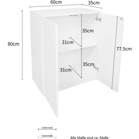 INOSIGN Archiefkast Jarvie Multifunctionele kast, push-to-open, 2 vakken, 60x80 cm afbeelding2 - 1