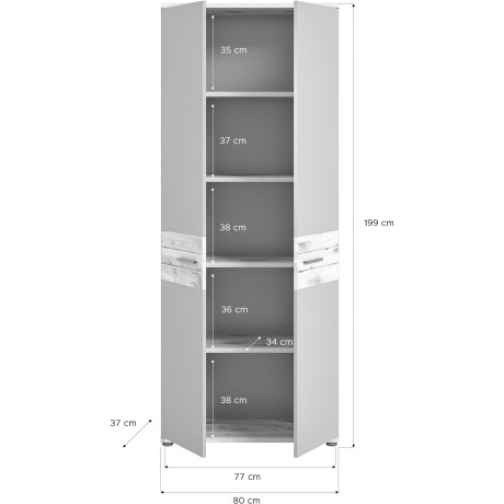 INOSIGN Archiefkast Riga, Breedte 80cm, in Nox Eik nabootsing en Basaltgrijs afbeelding2 - 1