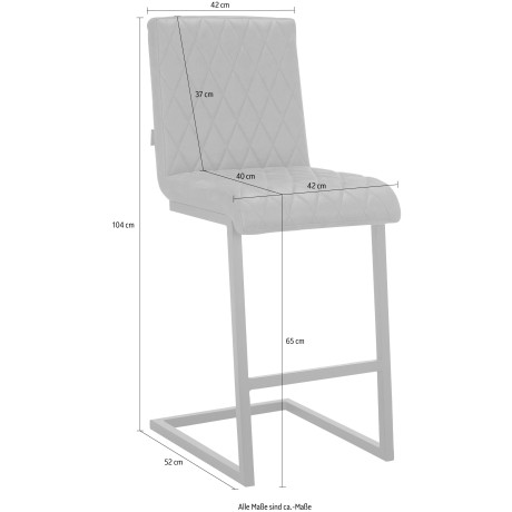 INOSIGN Bistrostoel Janelle Zacht verdikte zitting en rugleuning, naden aan de zitting en rugleuning, zithoogte 65 cm (2 stuks) afbeelding2 - 1