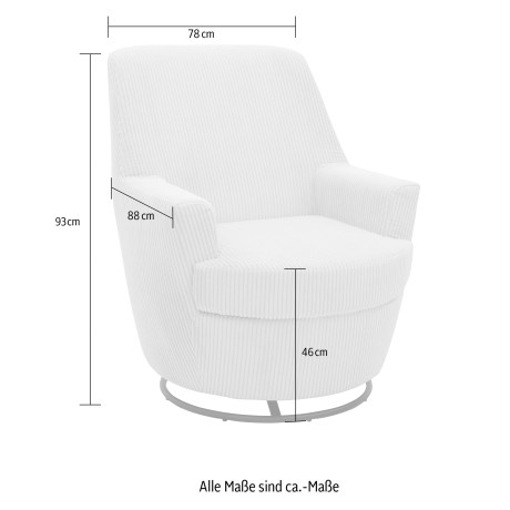 INOSIGN Draaibare fauteuil HETTY, draaistoel met schommelfunctie, leesstoel in cord en microvezel (1 stuk) afbeelding2 - 1