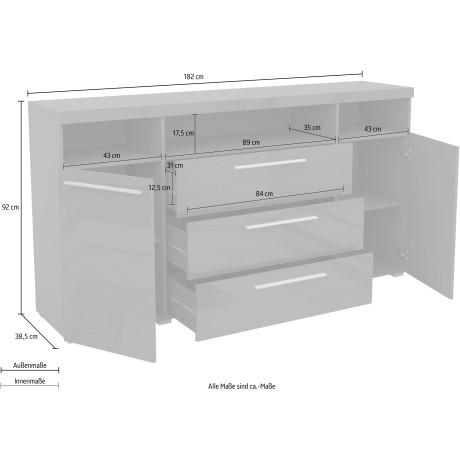 INOSIGN Dressoir India Kast veel bergruimte, planken verstelbaar,zonder verlichting afbeelding2 - 1