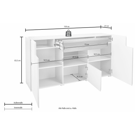 INOSIGN Dressoir Toledo Kast veel bergruimte, planken verstelbaar,zonder verlichting afbeelding2 - 1