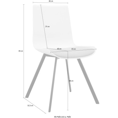 INOSIGN Eetkamerstoel Ayden permanent gemonteerd zitkussen, onderstel van metaal, zithoogte 48 cm (2 stuks) afbeelding2 - 1