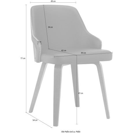 INOSIGN Eetkamerstoel Bojan gemakkelijk te onderhouden imitatieleer, beklede zitting en rugleuning, zithoogte 47 cm (2 stuks) afbeelding2 - 1