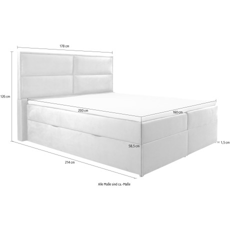 INOSIGN Gestoffeerd bed Croco Pocketveringsmatras, naar keuze H2, H3, H4, met bedkist (4-delig) afbeelding2 - 1