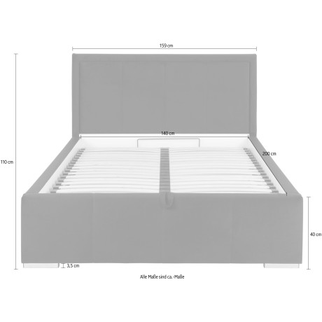 INOSIGN Gestoffeerd bed JALUNA optioneel met lattenbodem, matras h2 of h3 en bedlade afbeelding2 - 1